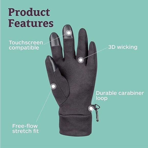 MARMOT Women's Power Stretch Connect Glove Black Large - Picture 3 of 5